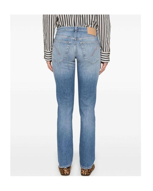 Dondup Blue Reina Straight-Leg Jeans