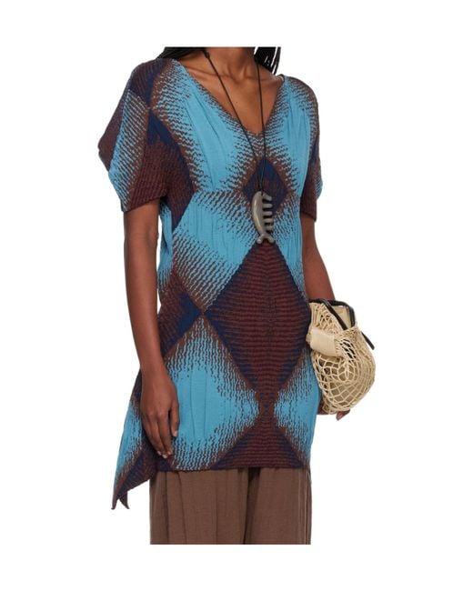 Kiko Kostadinov Blue V-Neck Dress