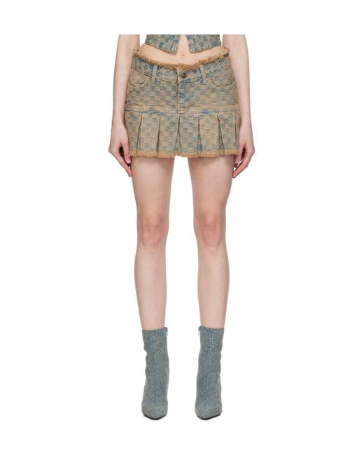 M I S B H V Black Monogram-Jacquard Denim Miniskirt