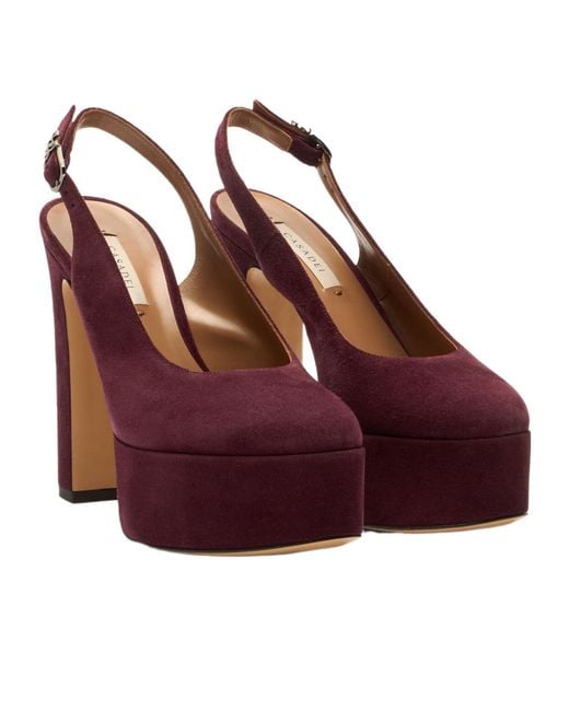 Casadei Purple Patty Platform Slingback Heeled Sandals