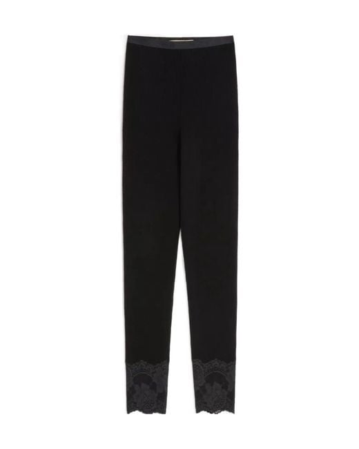 Valentino Black Logo Waistband Fitted Leggings