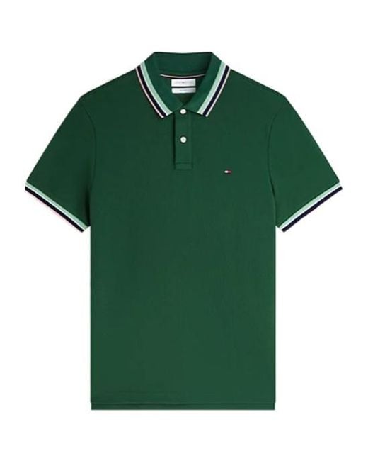 Tommy Hilfiger Green Regular Fit Tipped Polo Shirt for men