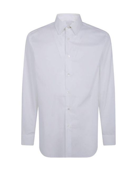 Paul Smith White Long Sleeved Buttoned Shirt for men