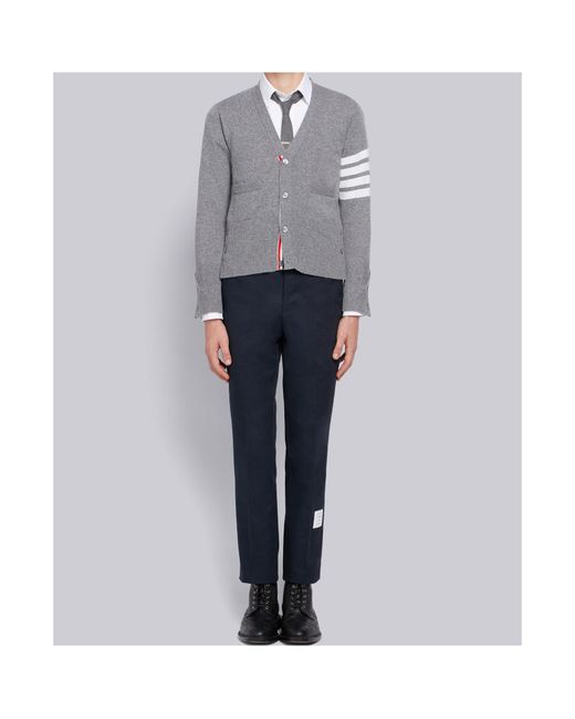Thom Browne Gray 4-Bar Stripe Cardigan for men