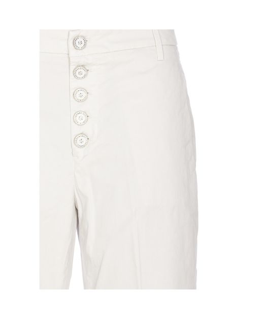 Dondup White Trousers Button Detail