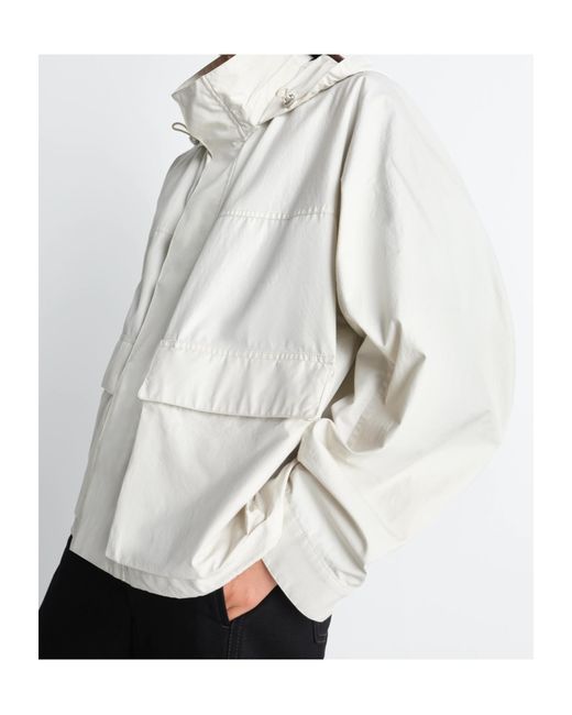 Lemaire White Drawstring Hooded Rain Jacket for men
