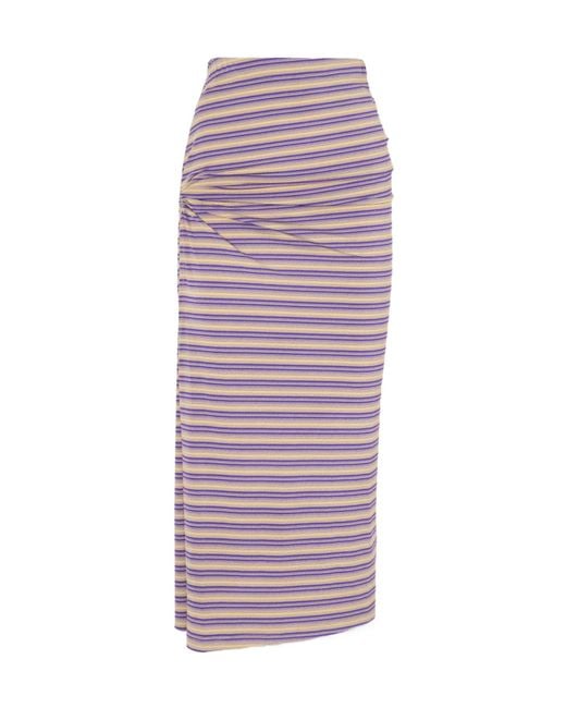 Rabanne Purple Piercing-Detail Striped Maxi Skirt
