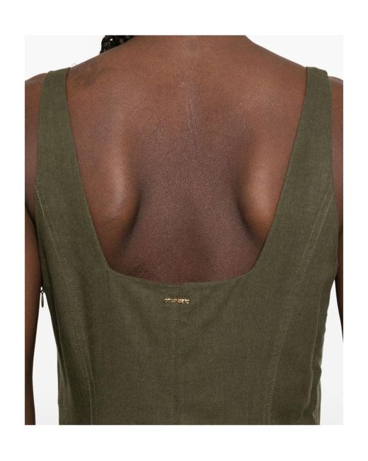 Twinset Green Square-Neck Midi Dress