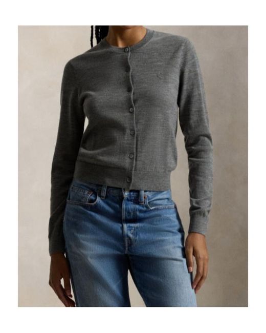 Polo Ralph Lauren Gray Button-Up Wool Cardigan