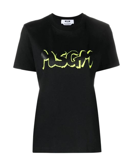 MSGM Black Logo Printed T-Shirt