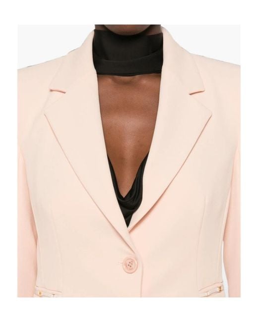 Elisabetta Franchi Pink Peak-Lapel Single-Breasted Blazer