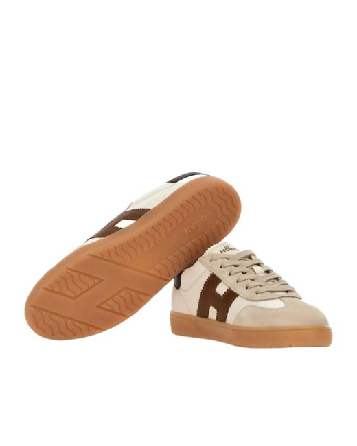 Hogan Brown Cool Side H Patch Sneakers