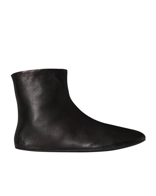 The Row Black Stella Leather Ankle Boots