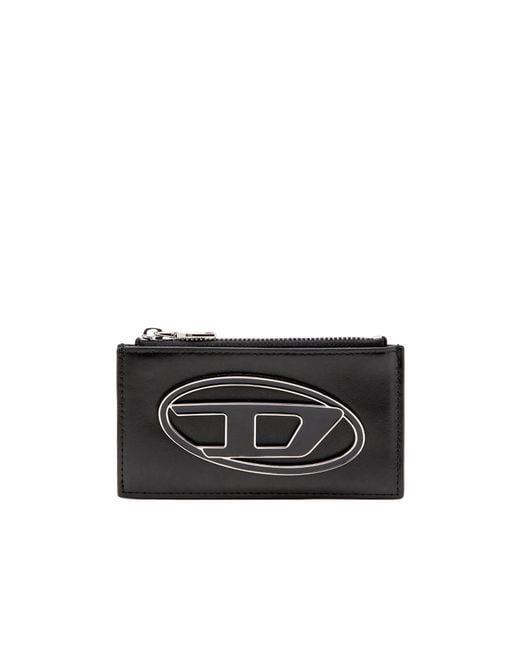 DIESEL Black 1Dr Zip Card Holder Wallet