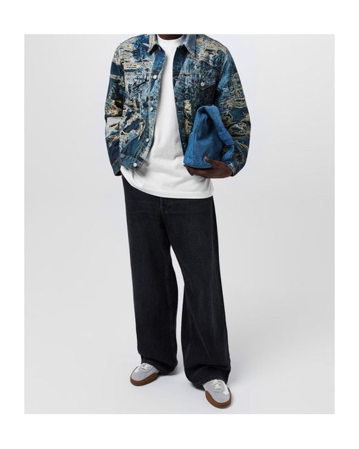 Acne Blue Printed Denim Jacket for men