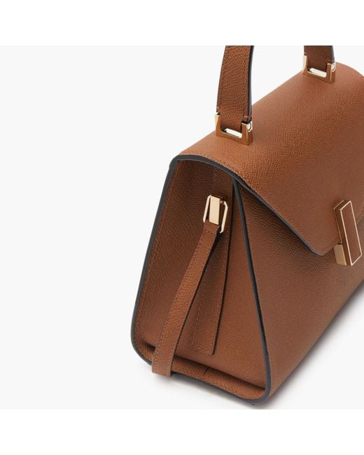 Valextra Brown Mini Iside Leather Tote Bag