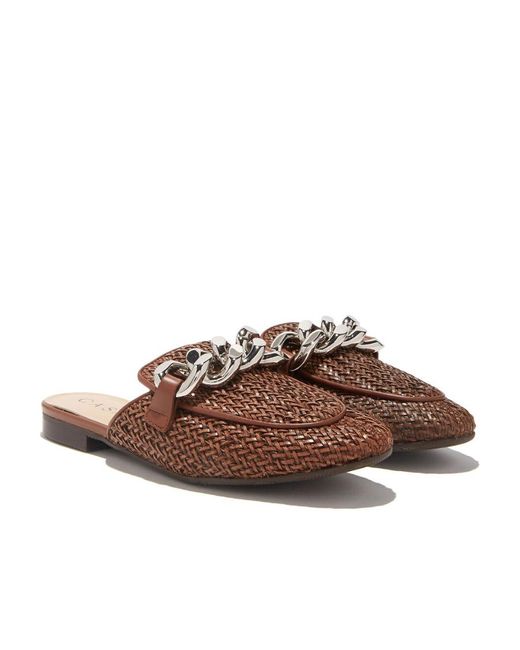 Casadei Brown Hanoi Chain Woven Mules
