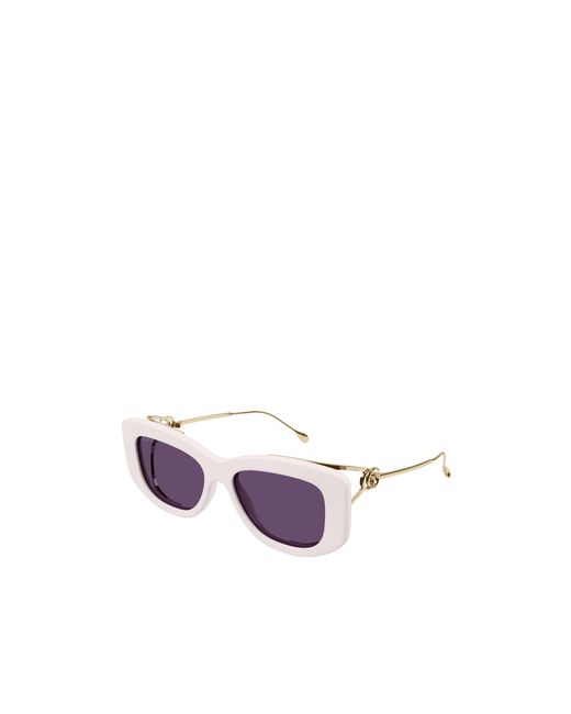 Gucci Purple Eyewear Specialized Fit Rectangular Frame Sunglasses