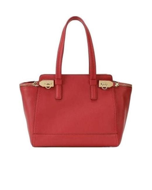 Ferragamo Red Verve Logo Handbag