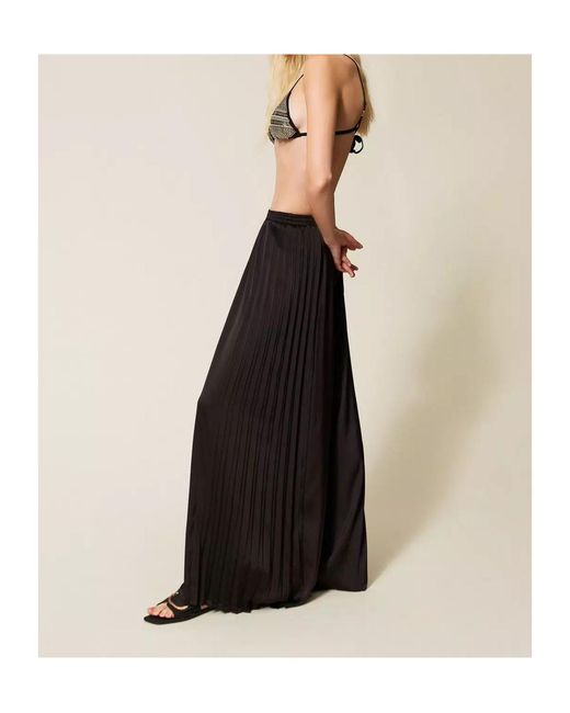 Twinset Brown Pleated Wide Leg Trousers