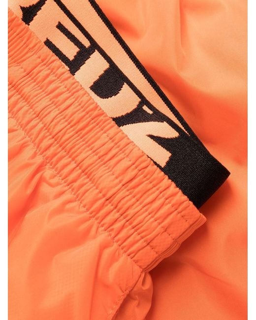 DSquared² Orange Double Logo-Waist Swim Shorts for men
