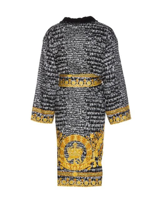 Versace White Printed Belted Waist Bathrobe for men