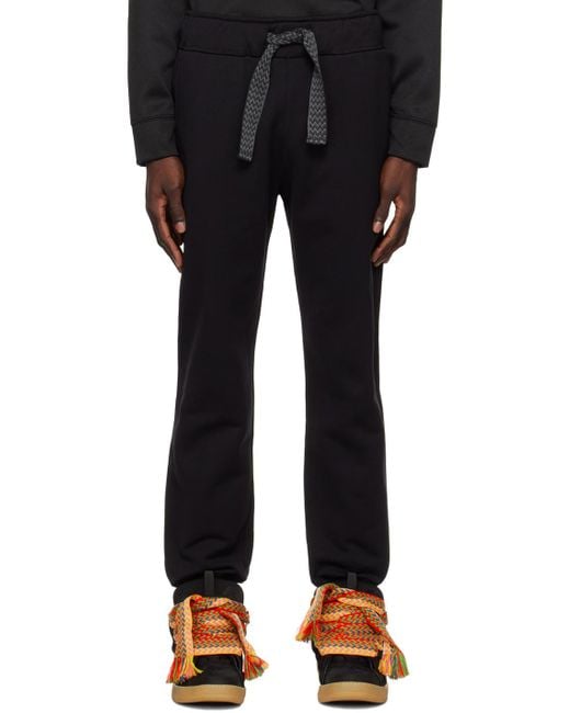 Lanvin Black Curb Woven Drawstring Track Pants for men