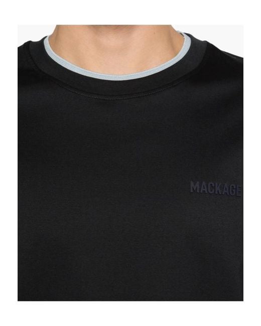 Mackage Black Contrast Trim Logo T-Shirt for men