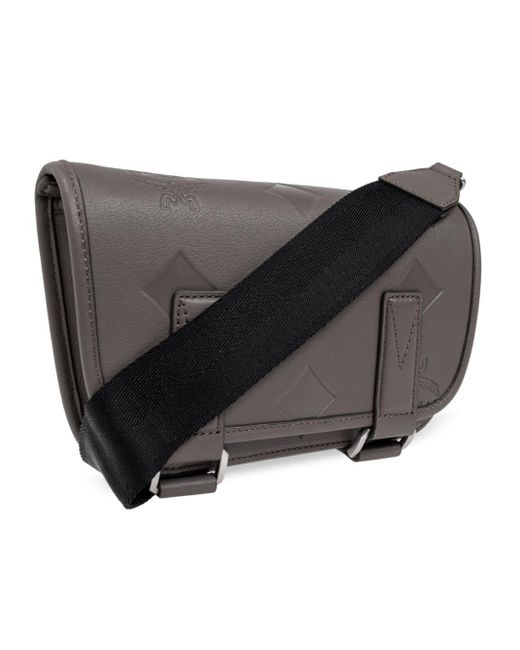 MCM Black Logo Embossed Shoulder Bag for men