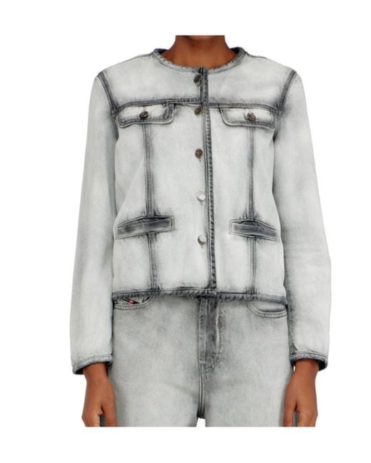 DIESEL Gray De-Grafy-Fsi Buttoned Denim Jacket