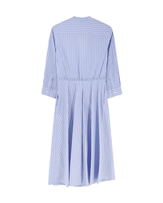 Aspesi Blue Striped Pleated Dress