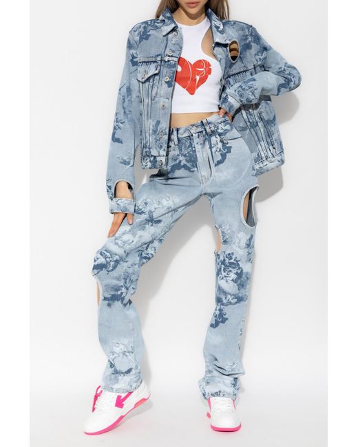 Off-White c/o Virgil Abloh Blue Cut-Out Long-Sleeved Denim Jacket