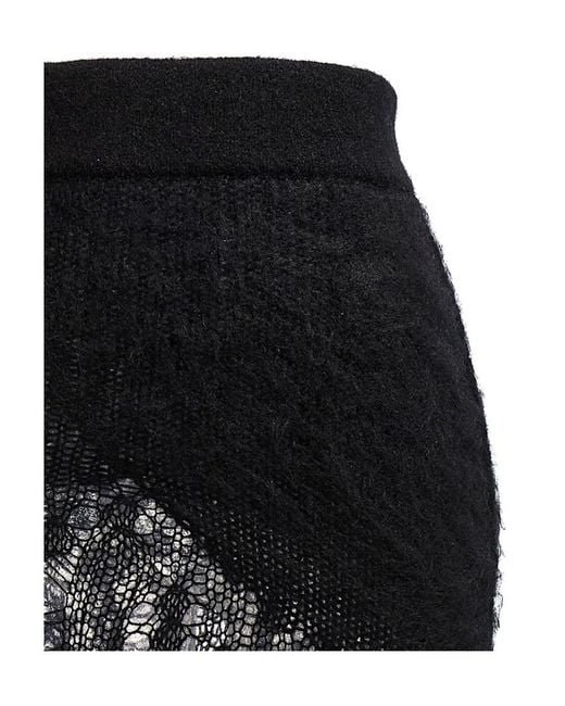 Rick Owens Black Ziggy Ripped Knitted Skirt