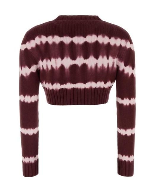 Balenciaga Red Striped Crop Knitted Jumper