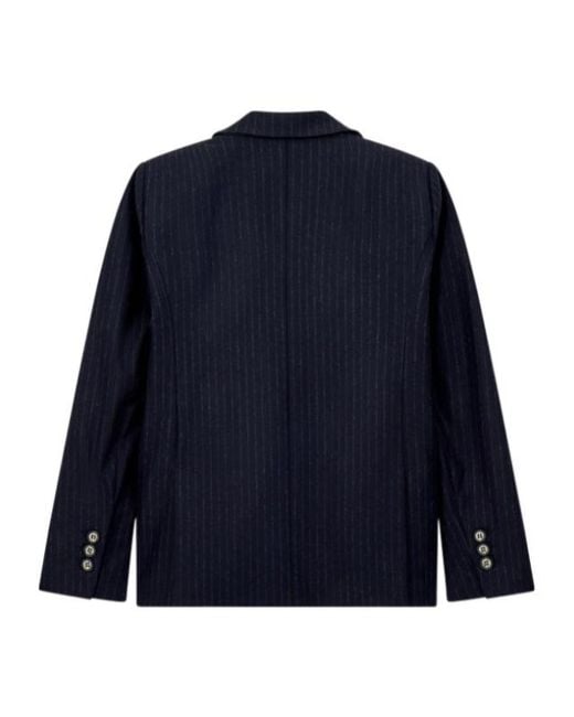 Emporio Armani Blue Double-Breasted Pinstripe Wool-Blend Blazer Signature Capsule