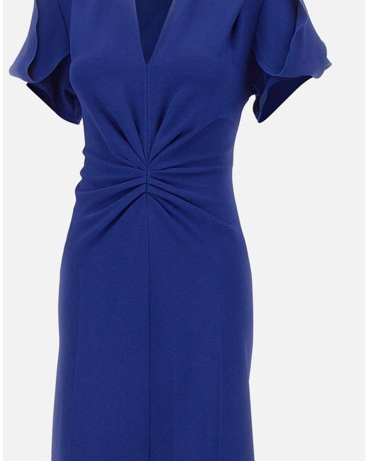 Victoria Beckham Blue Eve Draped Midi Dress