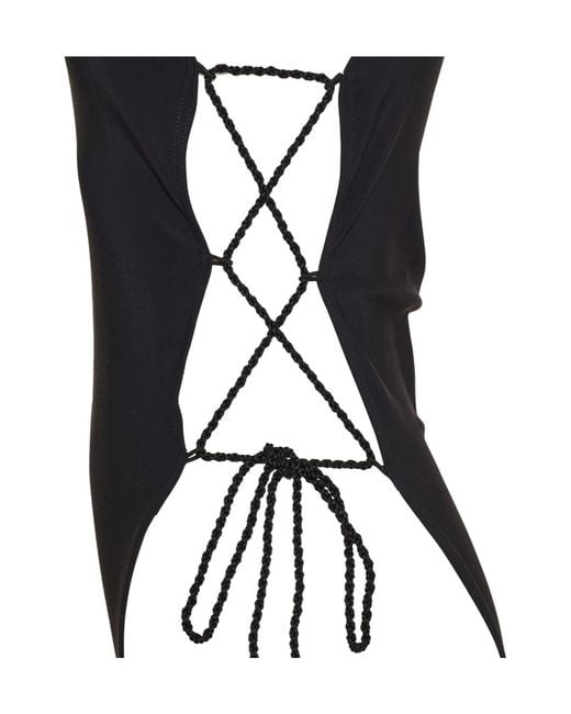 Alaïa Black Tassel-Tie Swimsuit