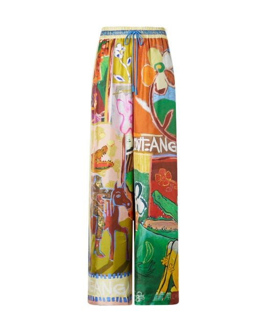 ALÉMAIS White Mlak Graphic-Print Palazzo Pants