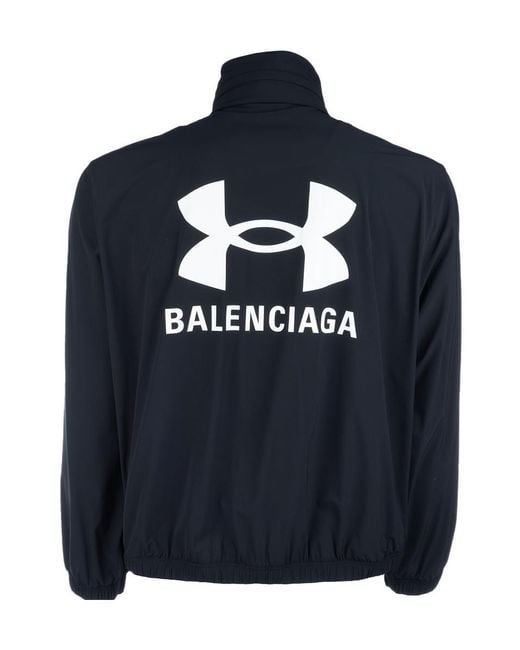 Balenciaga Blue Under Armour Logo Printed Zip-Up Windbreaker