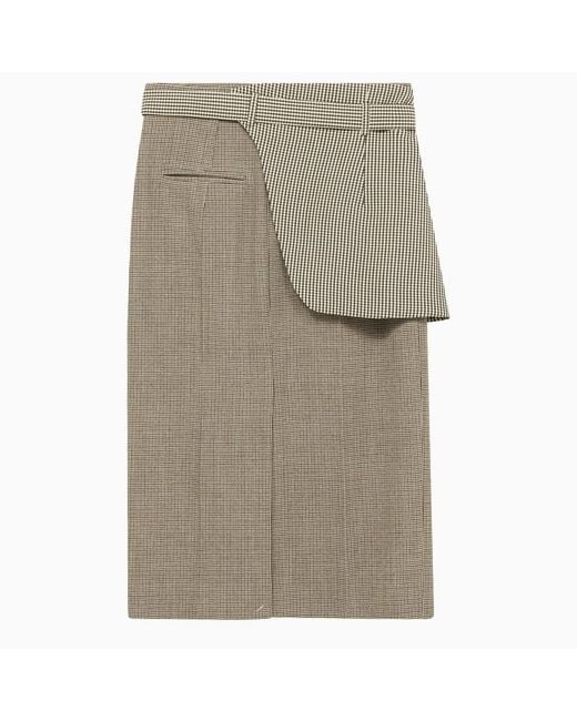 Fendi Gray Houndstooth Wool Skirt