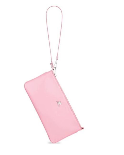 Courreges Pink Courrèges Zipped Leather Pouch Bag