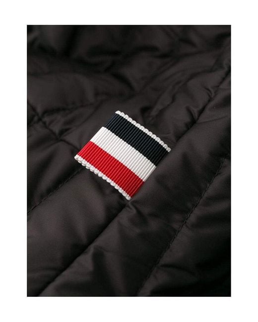 Thom Browne Black 4-Bar Hooded Down Coat for men