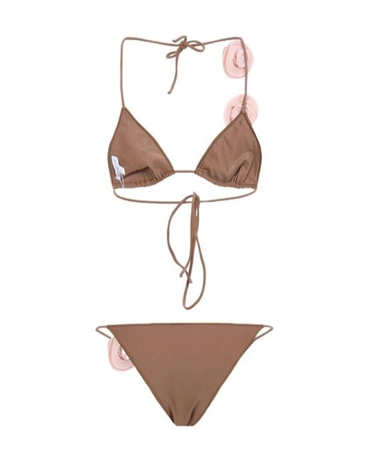 LaRevêche White Ashar Floral Detail Bikini Set