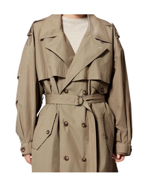 Isabel Marant Natural Isabel Marant Étoile Chilma Striped Belted Coat
