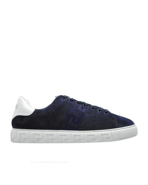 Versace Blue Greca Suede Sneakers for men