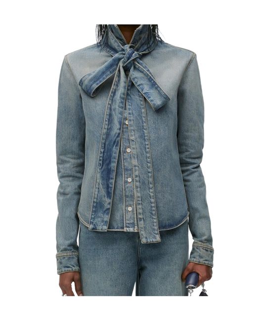 Loewe Blue Bow Detailed Denim Shirt