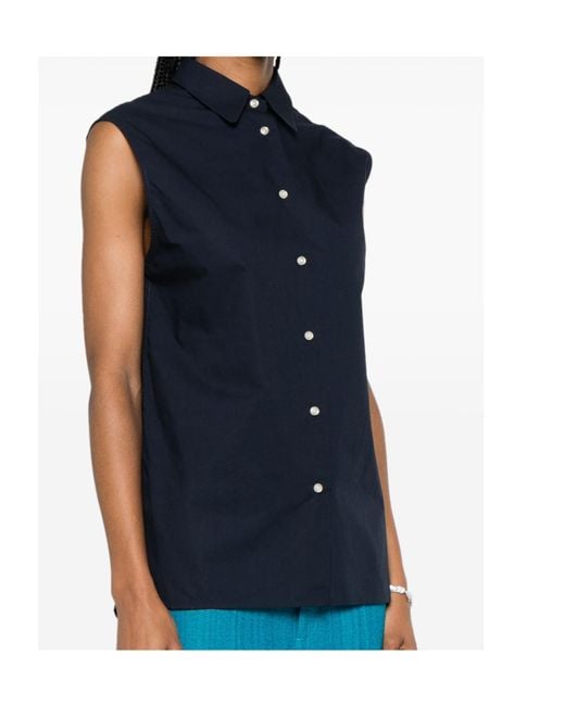 Officine Generale Blue Poplin Organic-Cotton Shirt