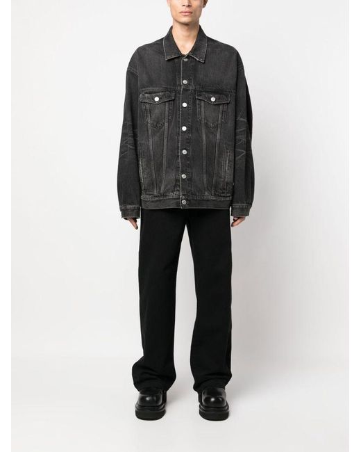 Balenciaga Gray Logo Printed Oversized Denim Jacket for men