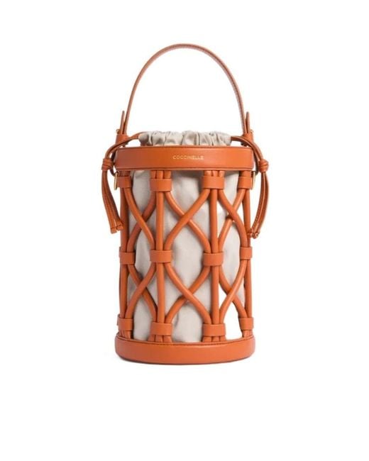 Coccinelle Orange Woven Bucket Bag
