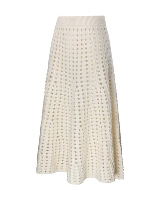 Nude White Perforated Knit Skirt